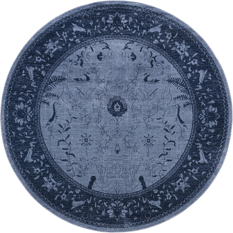 Horizon Collection Area Rug - Apex (Blue) Round Blue lifestyle 16