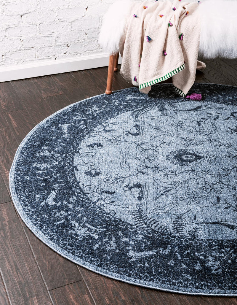 Horizon Collection Area Rug - Apex (Blue) Round Blue lifestyle 20