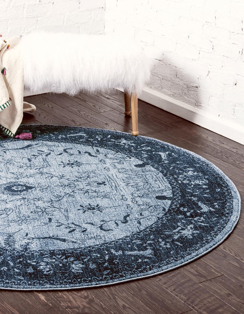 Horizon Collection Area Rug - Apex (Blue) Round Blue lifestyle 24