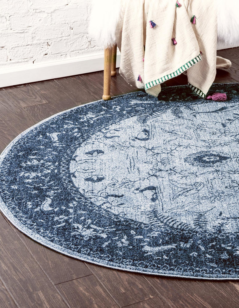 Horizon Collection Area Rug - Apex (Blue) Round Blue lifestyle 28