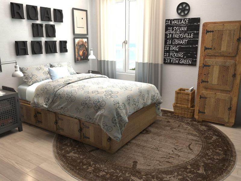 Horizon Collection Area Rug - Apex (Brown) Round Brown lifestyle 25