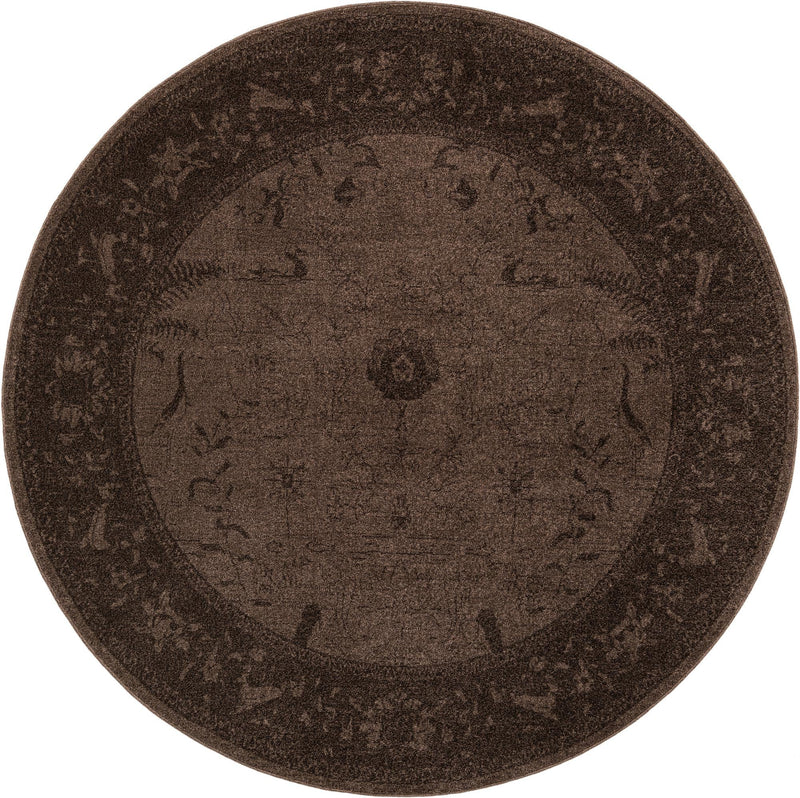 Horizon Collection Area Rug - Apex (Brown) Round Brown lifestyle 18