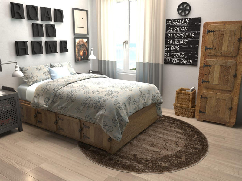 Horizon Collection Area Rug - Apex (Brown) Round Brown lifestyle 26