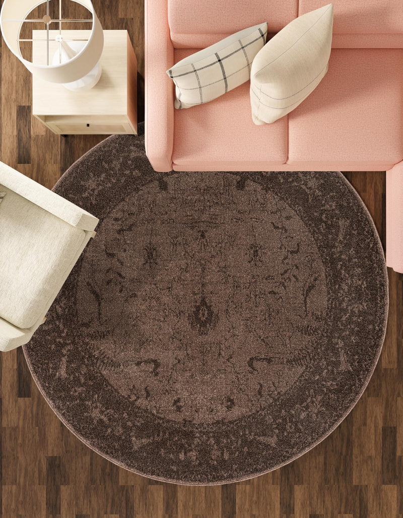 Horizon Collection Area Rug - Apex (Brown) Round Brown lifestyle 40