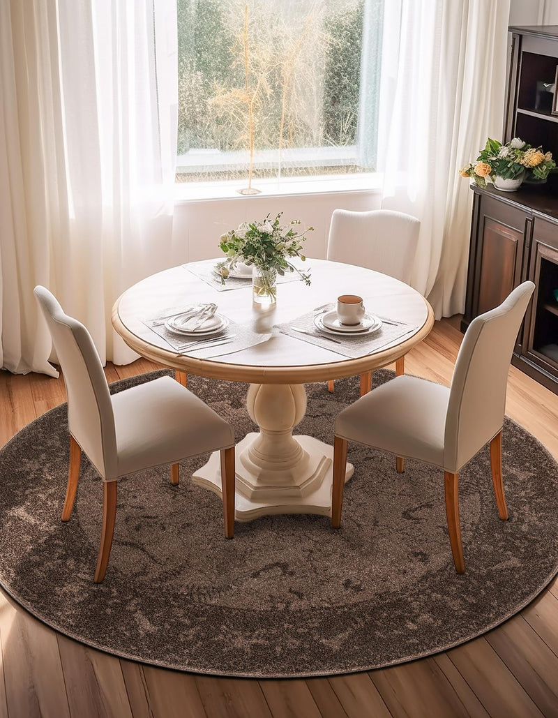 Horizon Collection Area Rug - Apex (Brown) Round Brown lifestyle 48