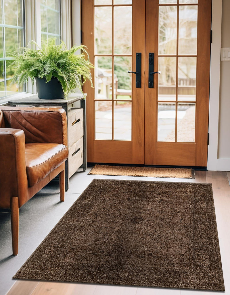 Horizon Collection Area Rug - Apex (Brown) Rectangular Brown lifestyle 59