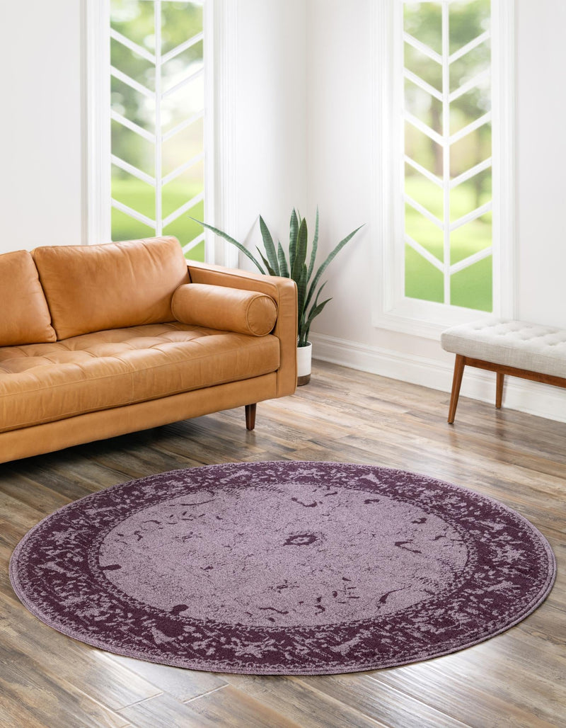 Horizon Collection Area Rug - Apex (Purple) Round Purple lifestyle 12