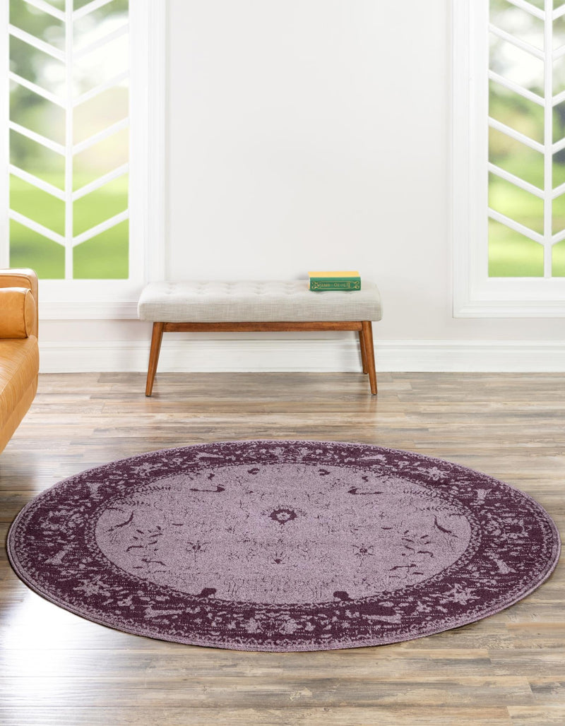Horizon Collection Area Rug - Apex (Purple) Round Purple lifestyle 16