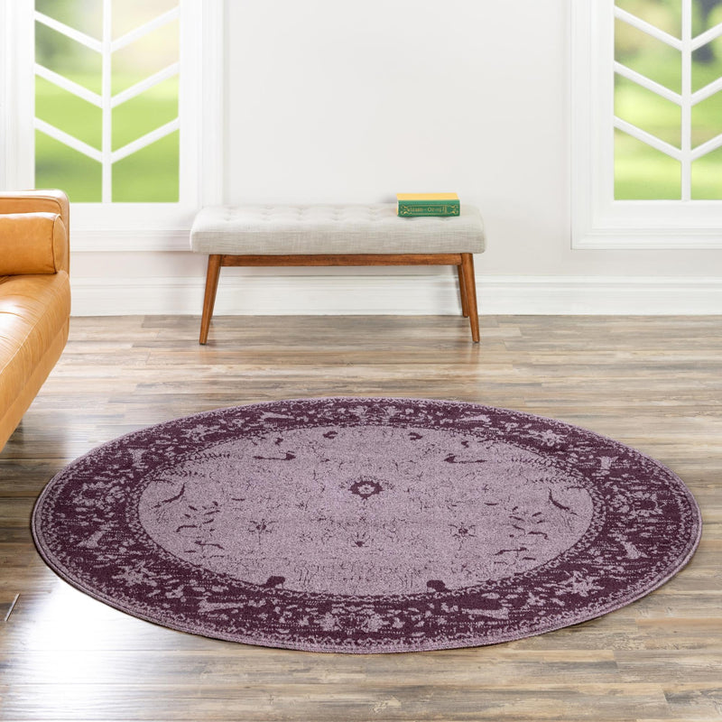 Horizon Collection Area Rug - Apex (Purple) Round Purple lifestyle 57