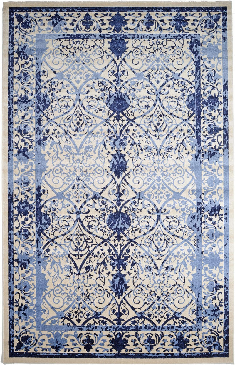 Horizon Collection Area Rug - Sierra Rectangular Ivory and Blue lifestyle 34