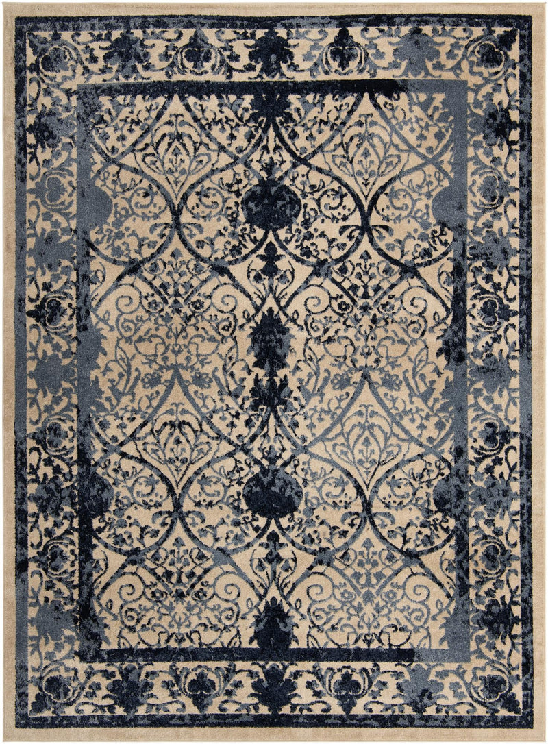 Horizon Collection Area Rug - Sierra Rectangle Ivory and Blue lifestyle 2