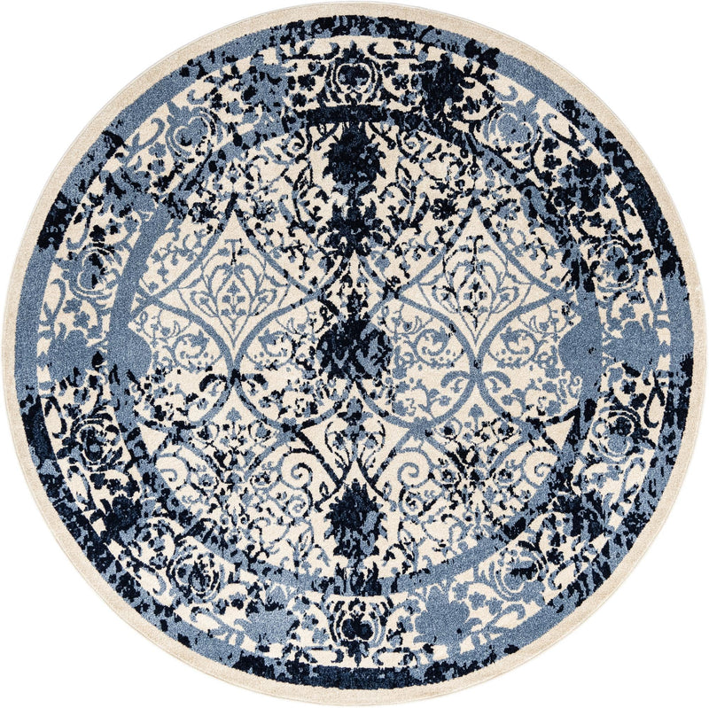 Horizon Collection Area Rug - Sierra Round Ivory and Blue lifestyle 45