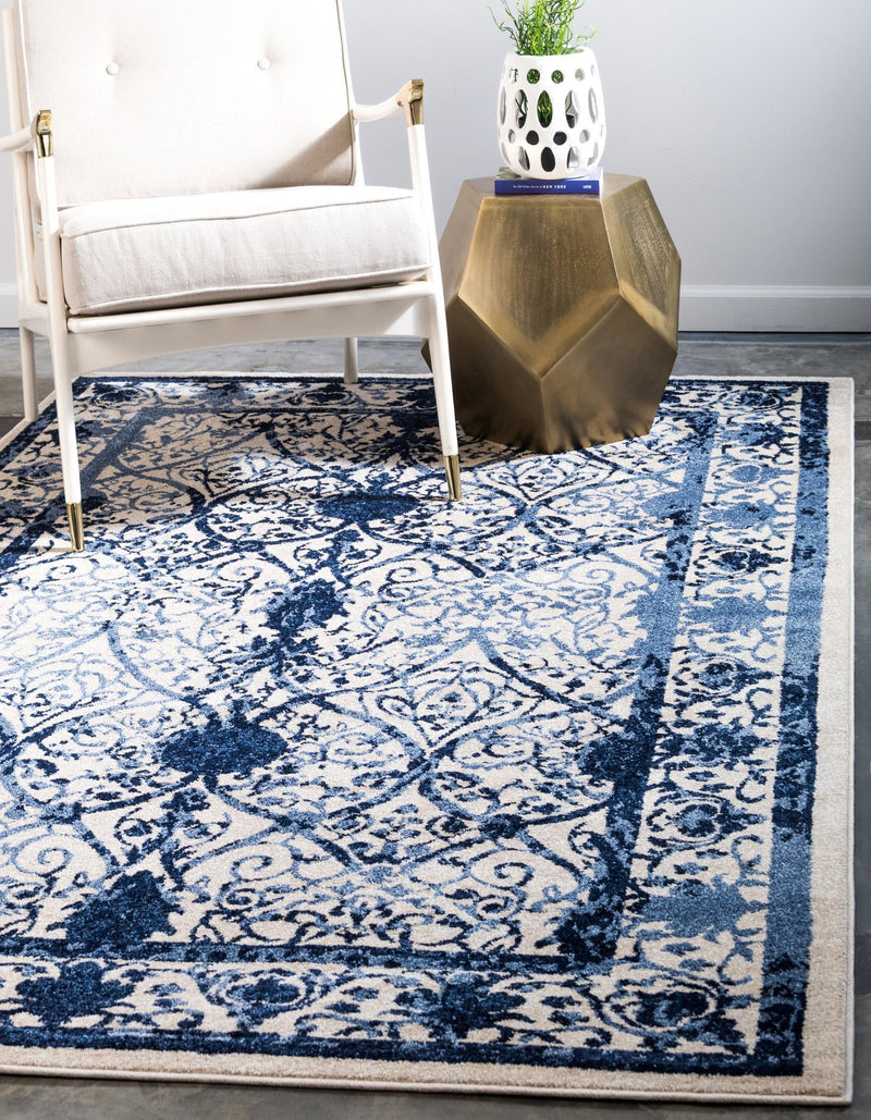 Horizon Collection Area Rug - Sierra Rectangle Ivory and Blue lifestyle 6