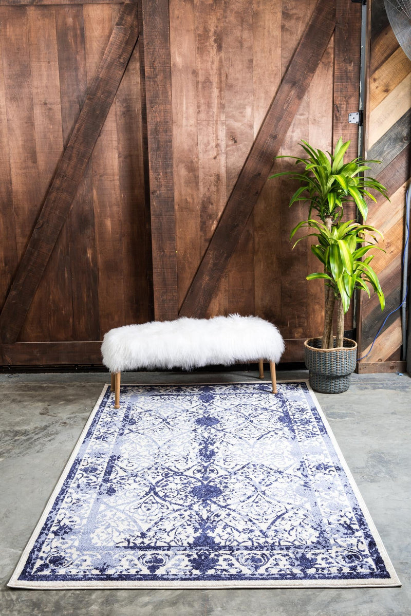 Horizon Collection Area Rug - Sierra Rectangle Ivory and Blue lifestyle 11
