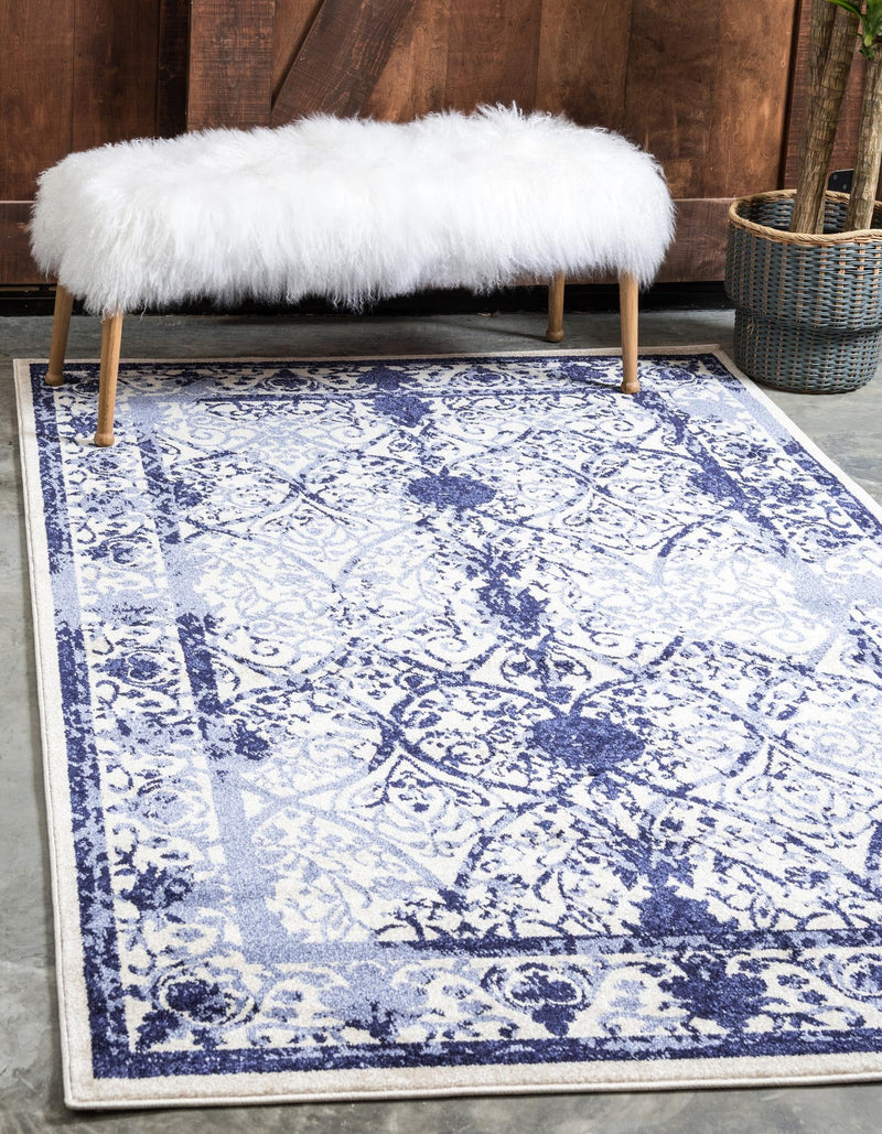 Horizon Collection Area Rug - Sierra Rectangle Ivory and Blue lifestyle 14