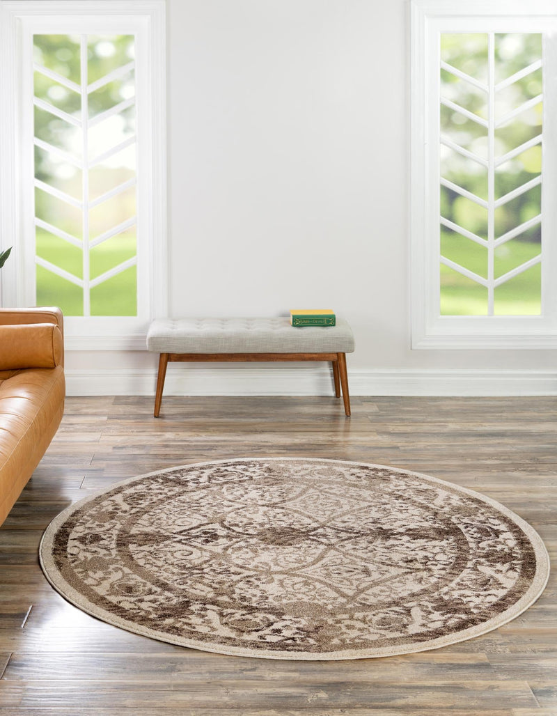 Horizon Collection Area Rug - Sierra Round Beige lifestyle 47