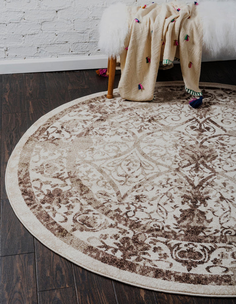 Horizon Collection Area Rug - Sierra Round Beige lifestyle 53