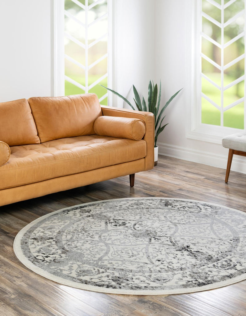 Horizon Collection Area Rug - Sierra Round Ivory and Gray lifestyle 35
