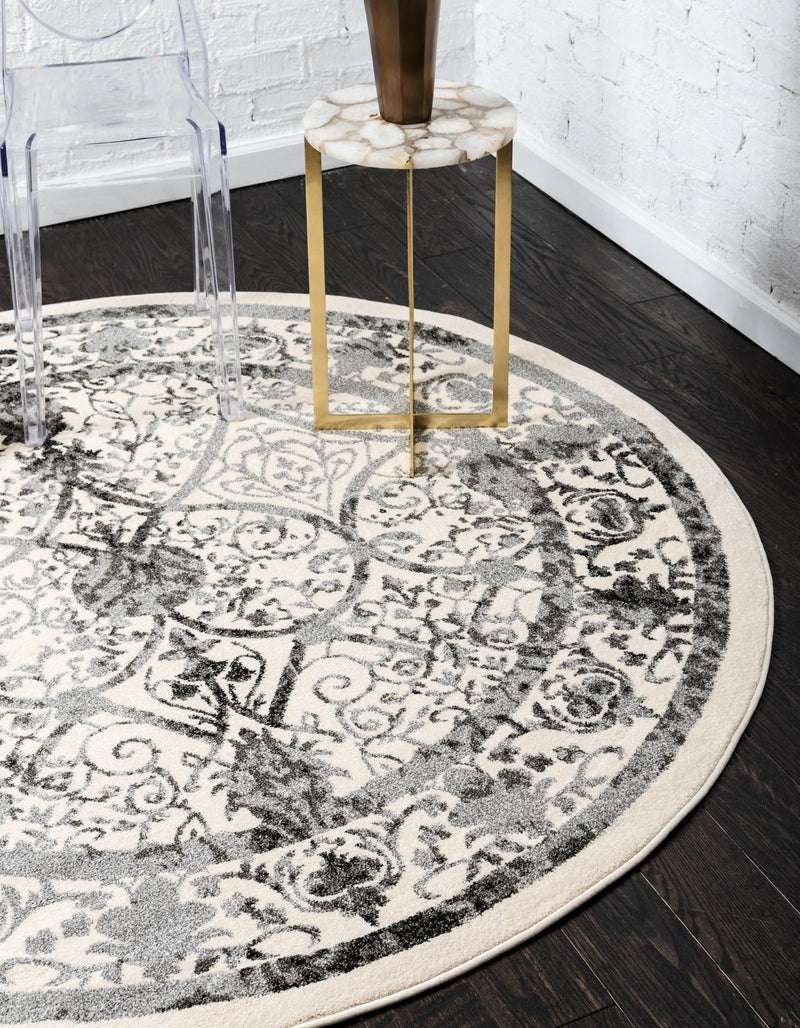 Horizon Collection Area Rug - Sierra Round Ivory and Gray lifestyle 51