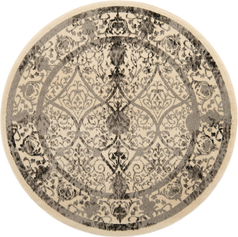 Horizon Collection Area Rug - Sierra Round Ivory and Gray lifestyle 27