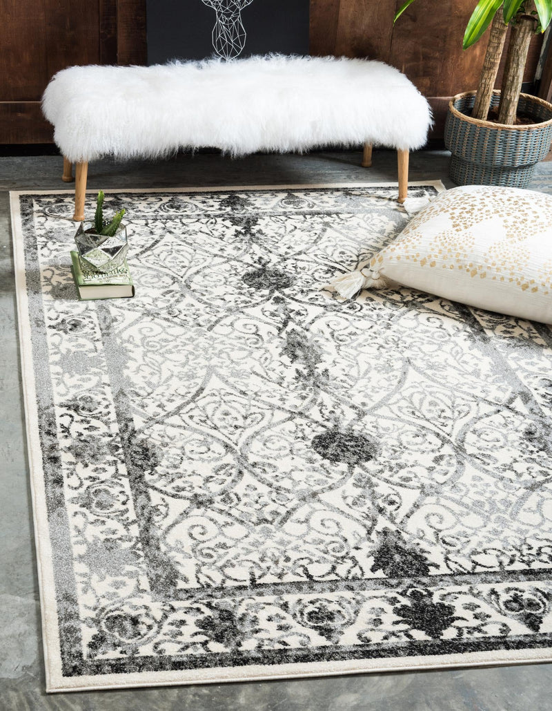 Horizon Collection Area Rug - Sierra Rectangular Ivory and Gray lifestyle 34