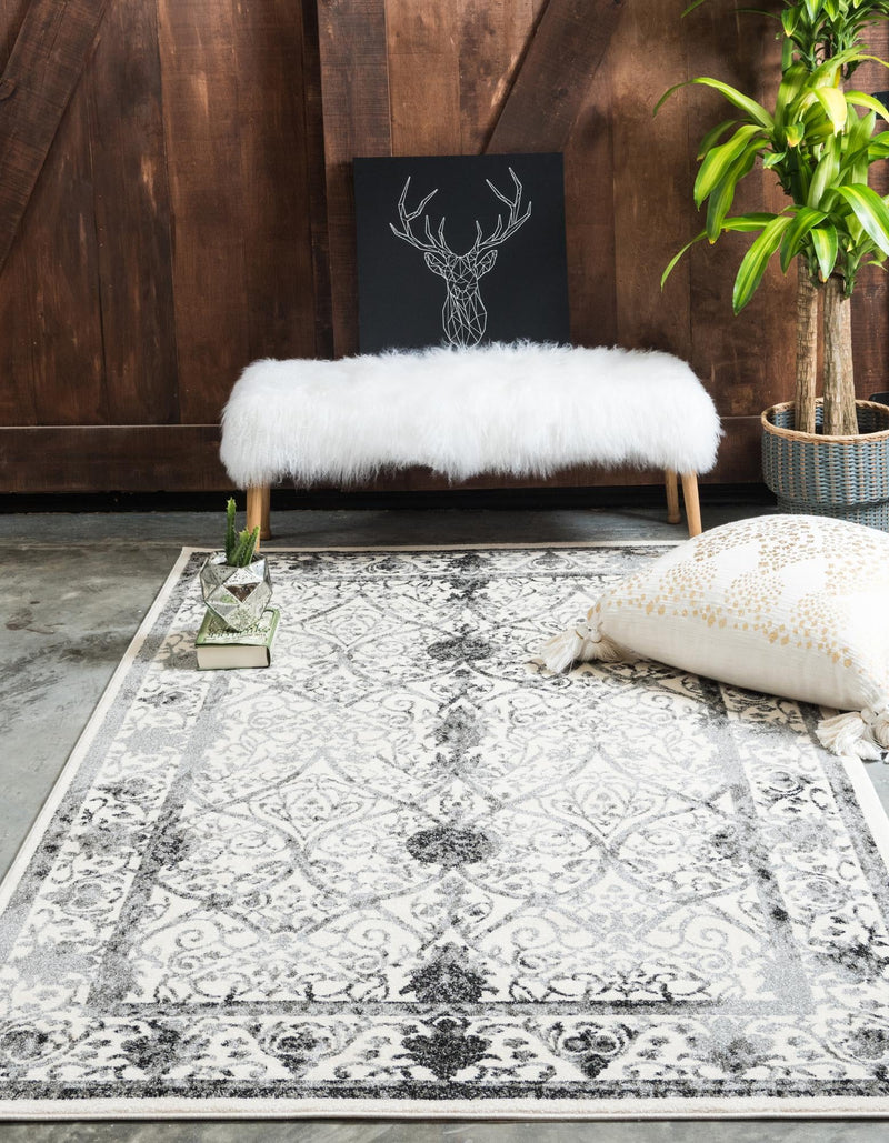 Horizon Collection Area Rug - Sierra Rectangular Ivory and Gray lifestyle 50