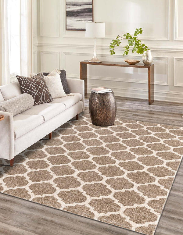 Lattice Gardens Collection Area Rug - Bloomfield (Light Brown) Rectangular Light Brown lifestyle 32
