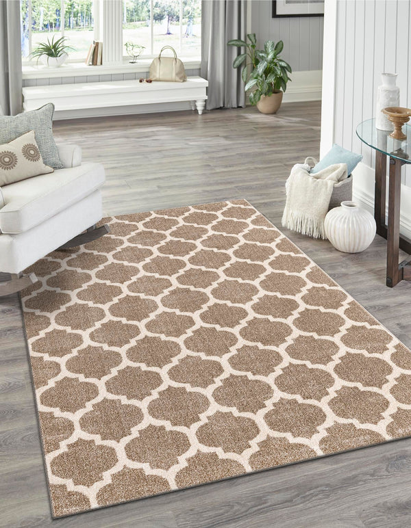 Lattice Gardens Collection Area Rug - Bloomfield (Light Brown) Rectangular Light Brown lifestyle 43