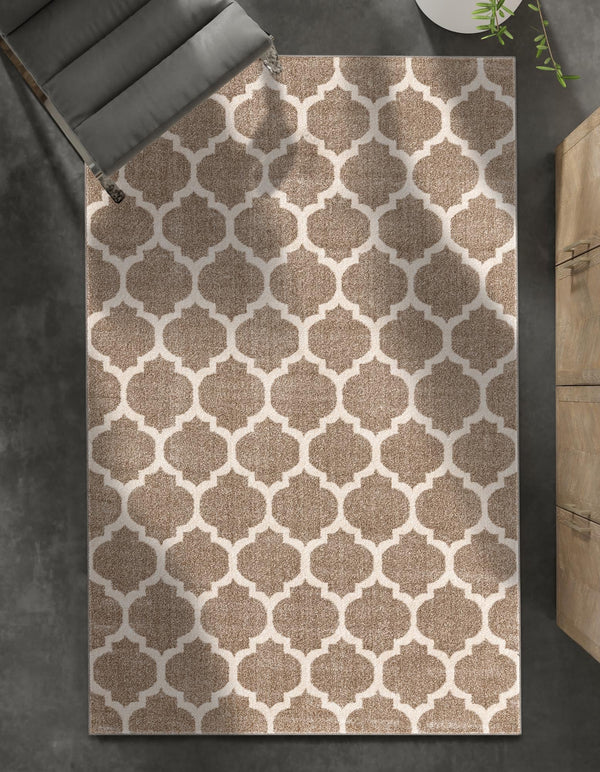 Lattice Gardens Collection Area Rug - Bloomfield (Light Brown) Rectangular Light Brown lifestyle 49