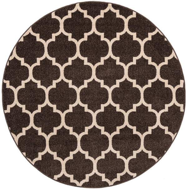 Lattice Gardens Collection Area Rug - Bloomfield (Chocolate Brown) Round Chocolate Brown lifestyle 31