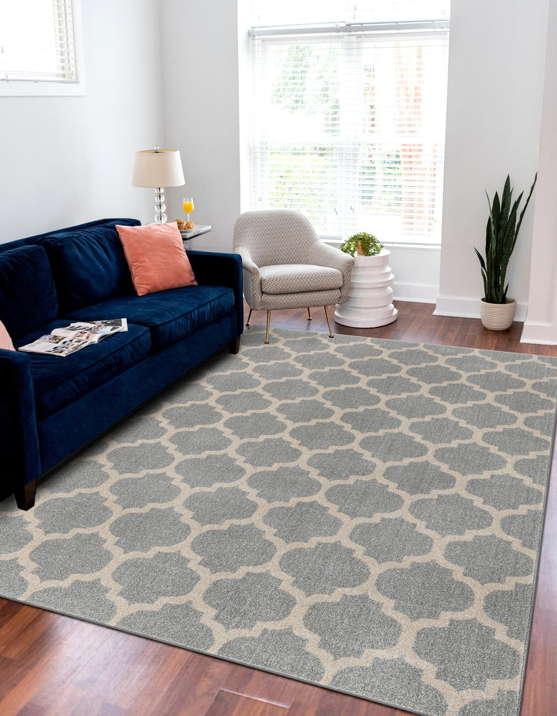 Lattice Gardens Collection Area Rug - Bloomfield (Light Gray) Rectangular Light Gray lifestyle 21