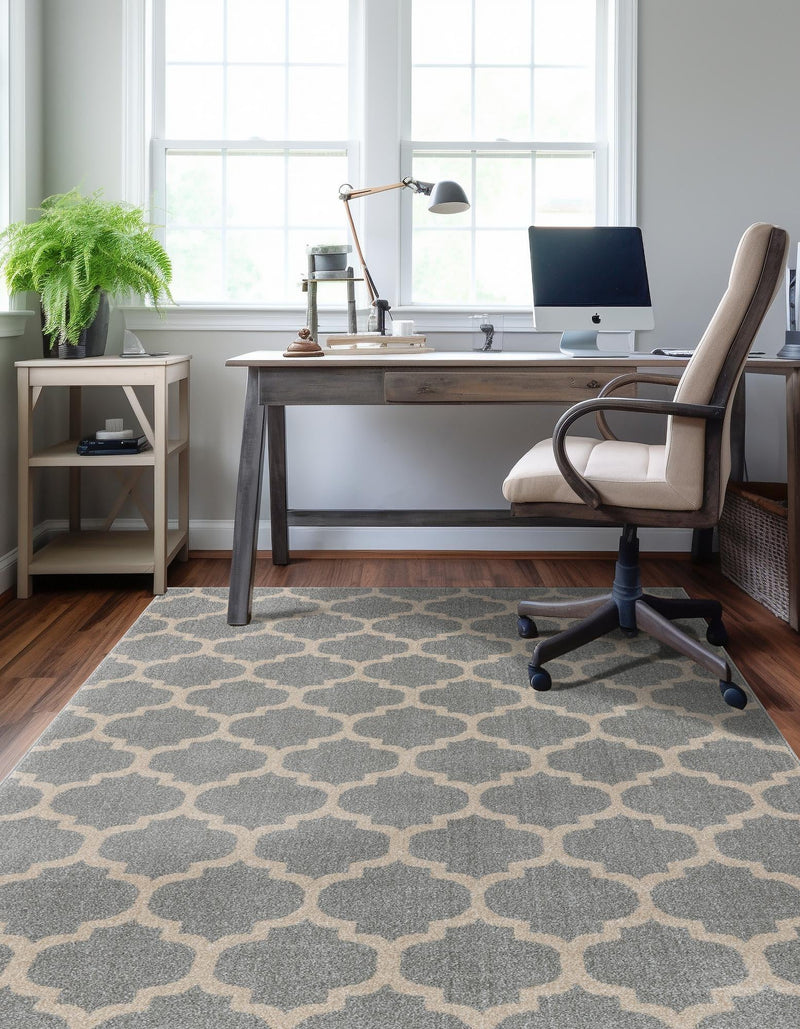 Lattice Gardens Collection Area Rug - Bloomfield (Light Gray) Rectangular Light Gray lifestyle 25