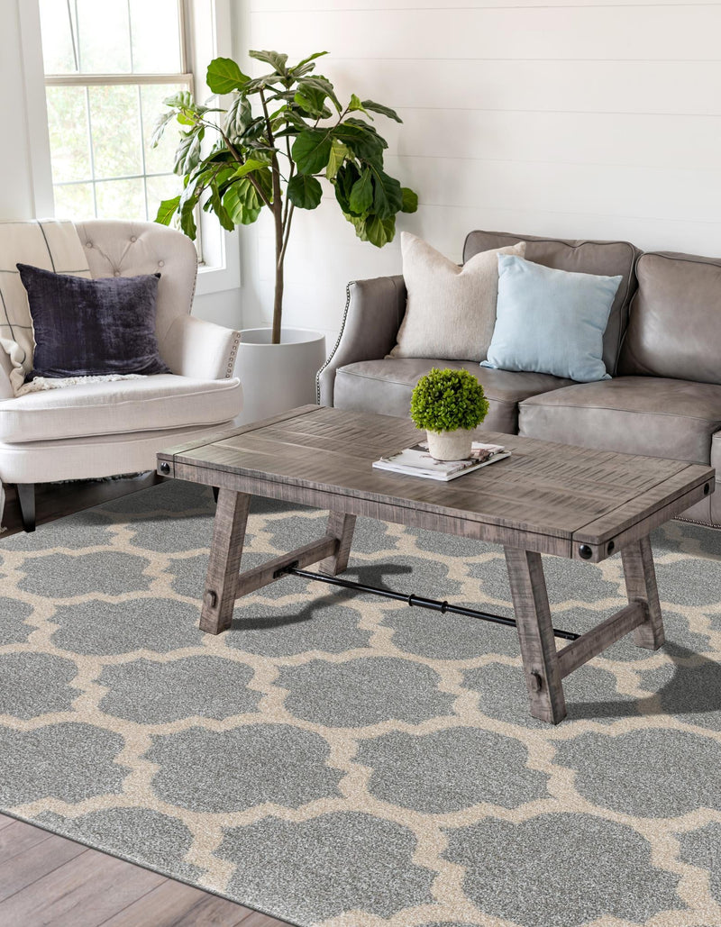 Lattice Gardens Collection Area Rug - Bloomfield (Light Gray) Rectangular Light Gray lifestyle 32