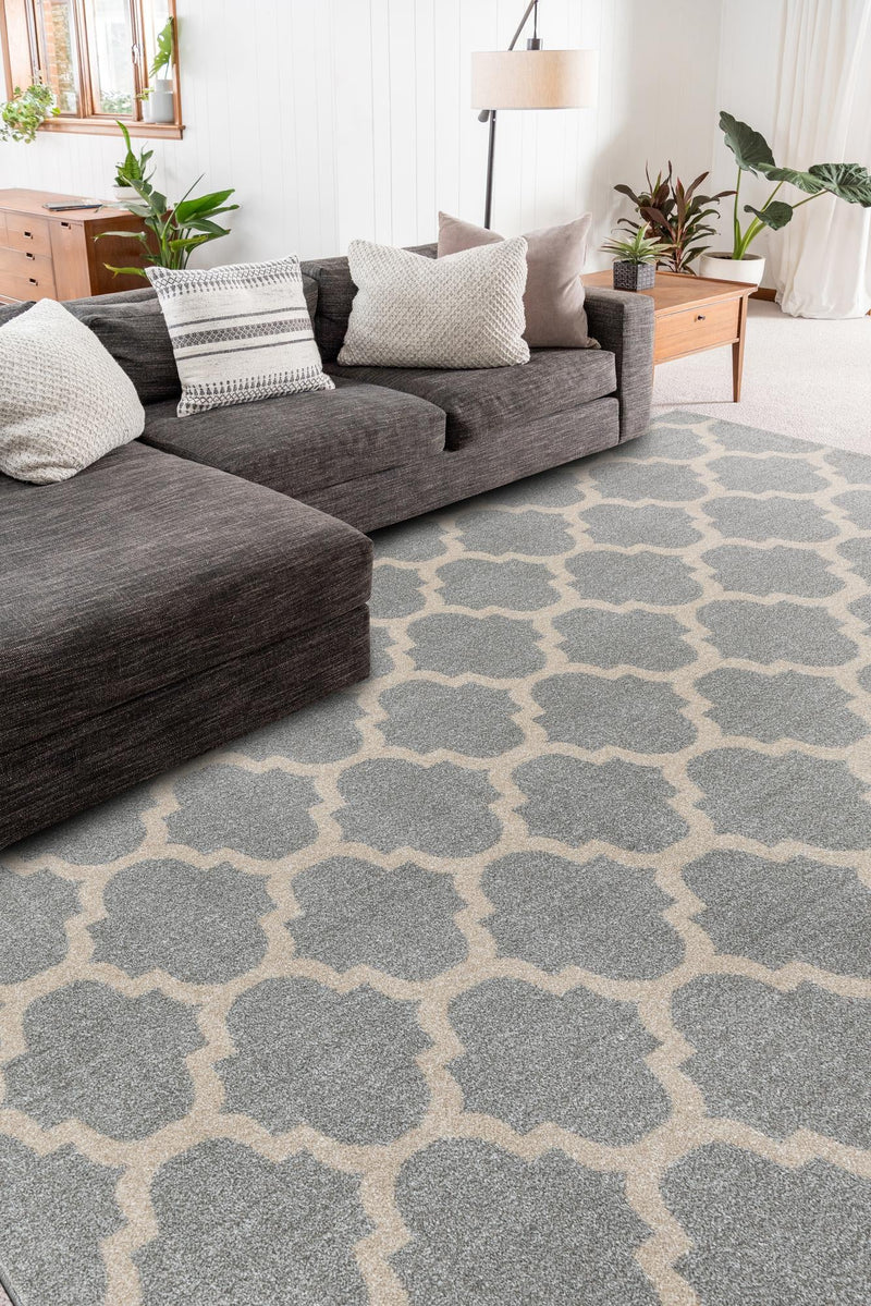 Lattice Gardens Collection Area Rug - Bloomfield (Light Gray) Rectangular Light Gray lifestyle 36