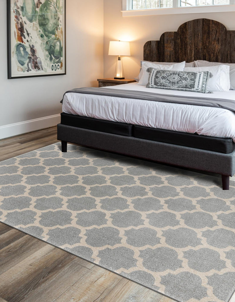 Lattice Gardens Collection Area Rug - Bloomfield (Light Gray) Rectangular Light Gray lifestyle 48