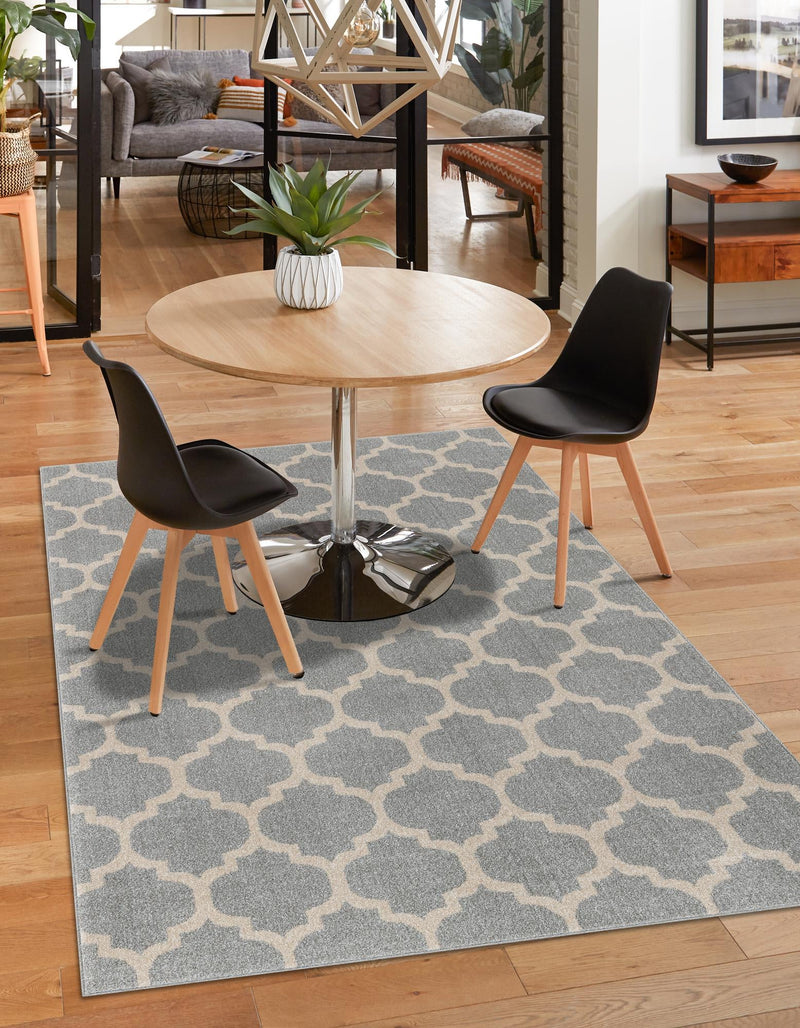 Lattice Gardens Collection Area Rug - Bloomfield (Light Gray) Rectangular Light Gray lifestyle 52