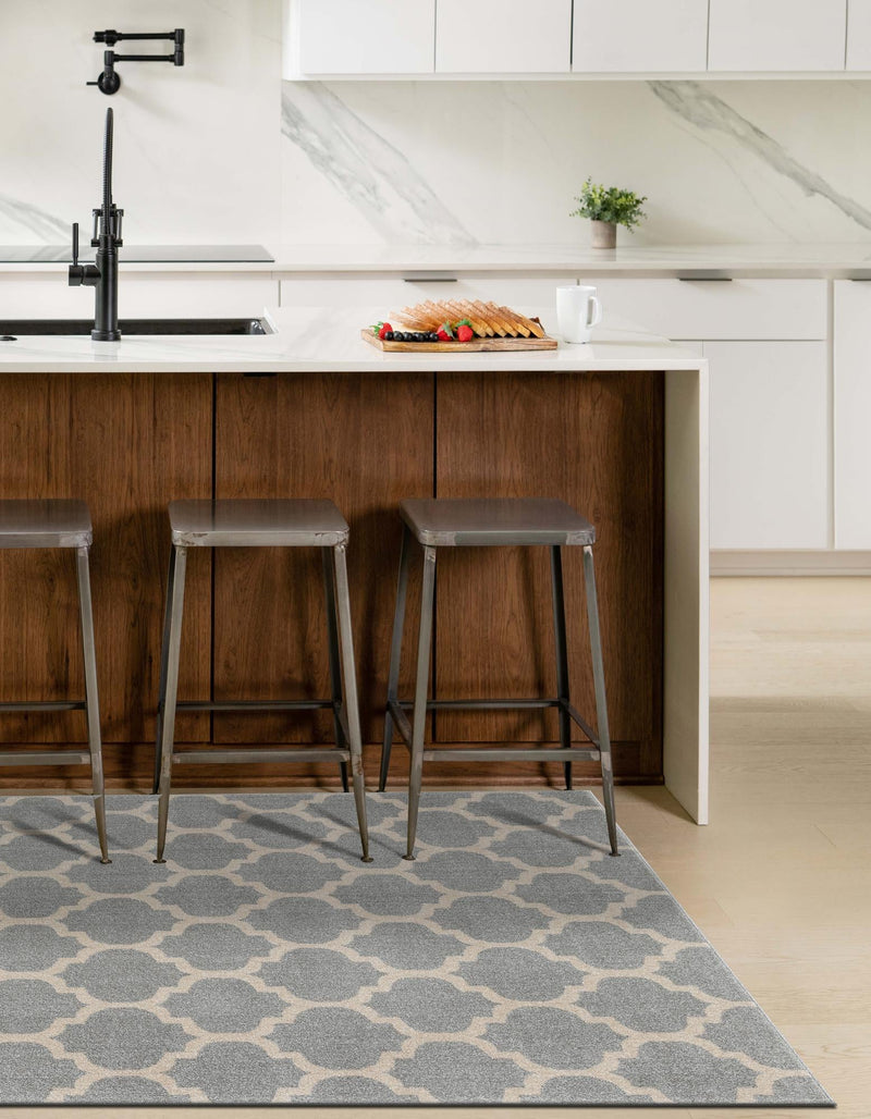 Lattice Gardens Collection Area Rug - Bloomfield (Light Gray) Rectangular Light Gray lifestyle 56