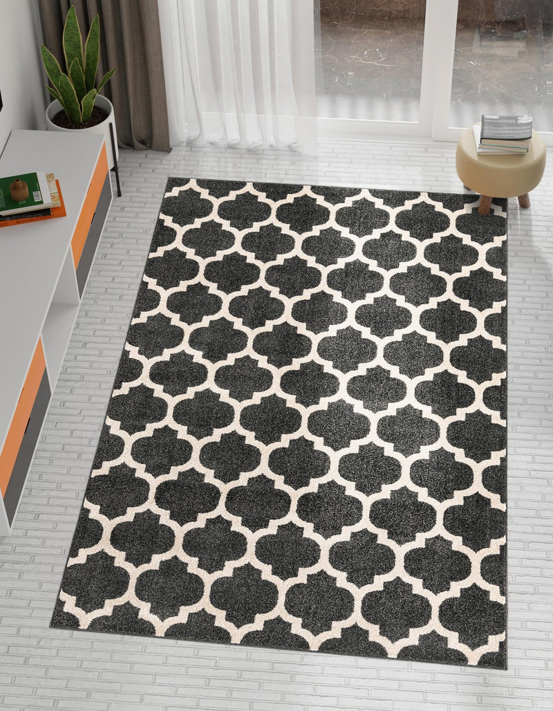 Lattice Gardens Collection Area Rug - Bloomfield (Black) Rectangular Black lifestyle 21