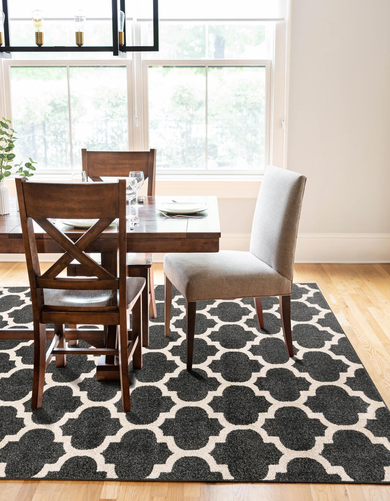Lattice Gardens Collection Area Rug - Bloomfield (Black) Rectangular Black lifestyle 28