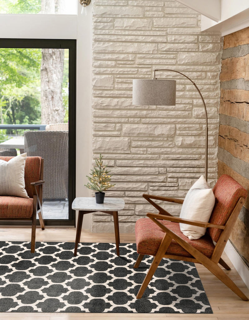 Lattice Gardens Collection Area Rug - Bloomfield (Black) Rectangular Black lifestyle 32