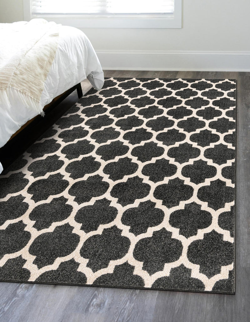 Lattice Gardens Collection Area Rug - Bloomfield (Black) Rectangular Black lifestyle 48