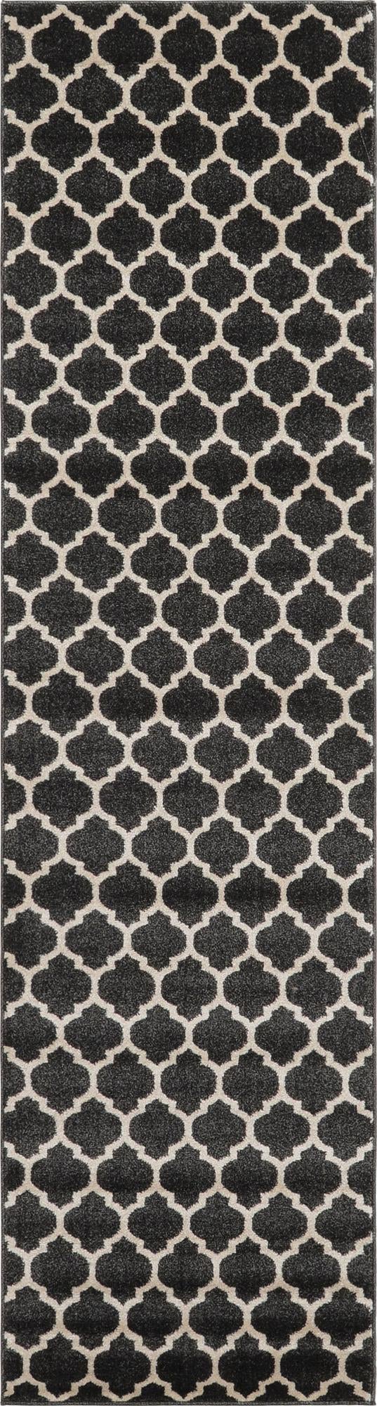 Lattice Gardens Collection Area Rug - Bloomfield (Black) Runner Black lifestyle 15