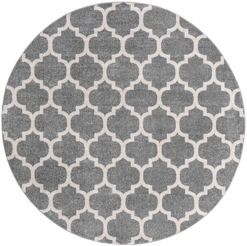Lattice Gardens Collection Area Rug - Bloomfield (Dark Gray) Round Dark Gray lifestyle 14