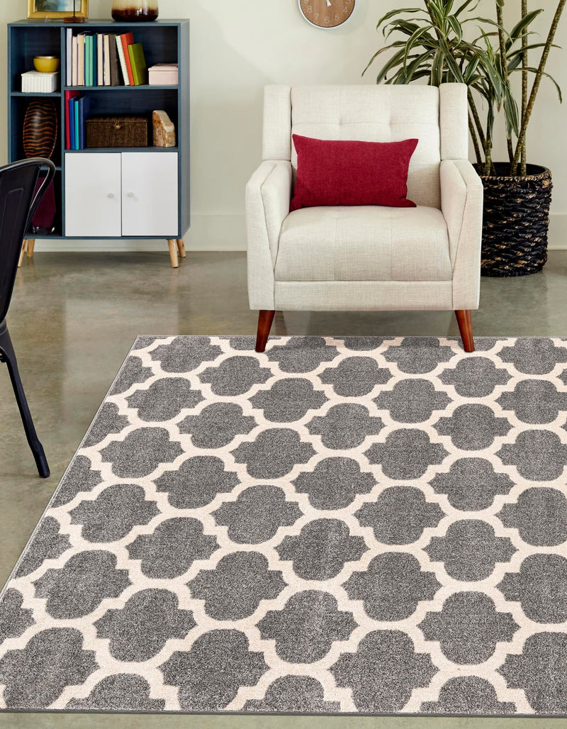 Lattice Gardens Collection Area Rug - Bloomfield (Dark Gray) Rectangular Dark Gray lifestyle 21