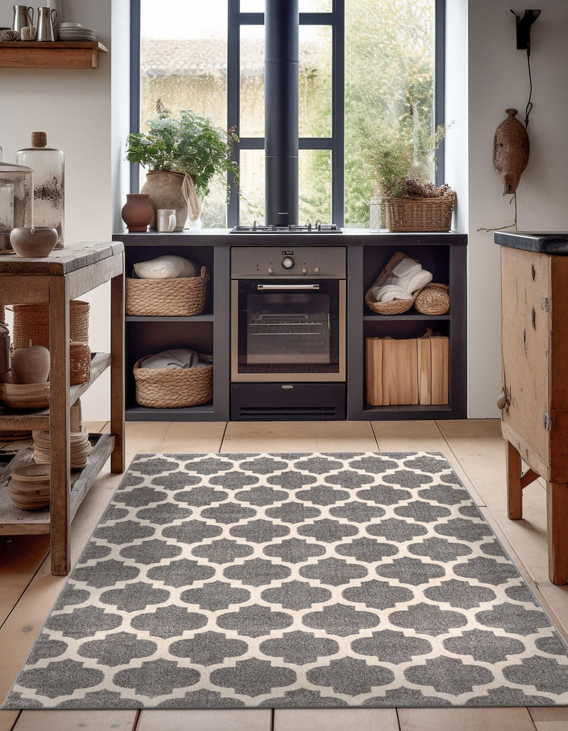 Lattice Gardens Collection Area Rug - Bloomfield (Dark Gray) Rectangular Dark Gray lifestyle 25