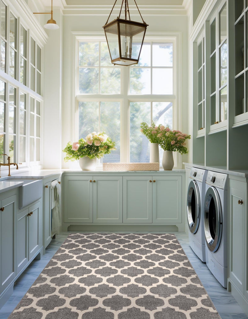 Lattice Gardens Collection Area Rug - Bloomfield (Dark Gray) Rectangular Dark Gray lifestyle 29