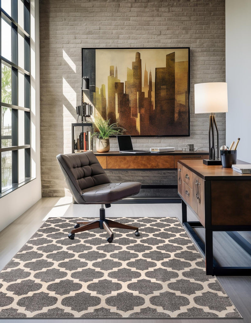 Lattice Gardens Collection Area Rug - Bloomfield (Dark Gray) Rectangular Dark Gray lifestyle 37