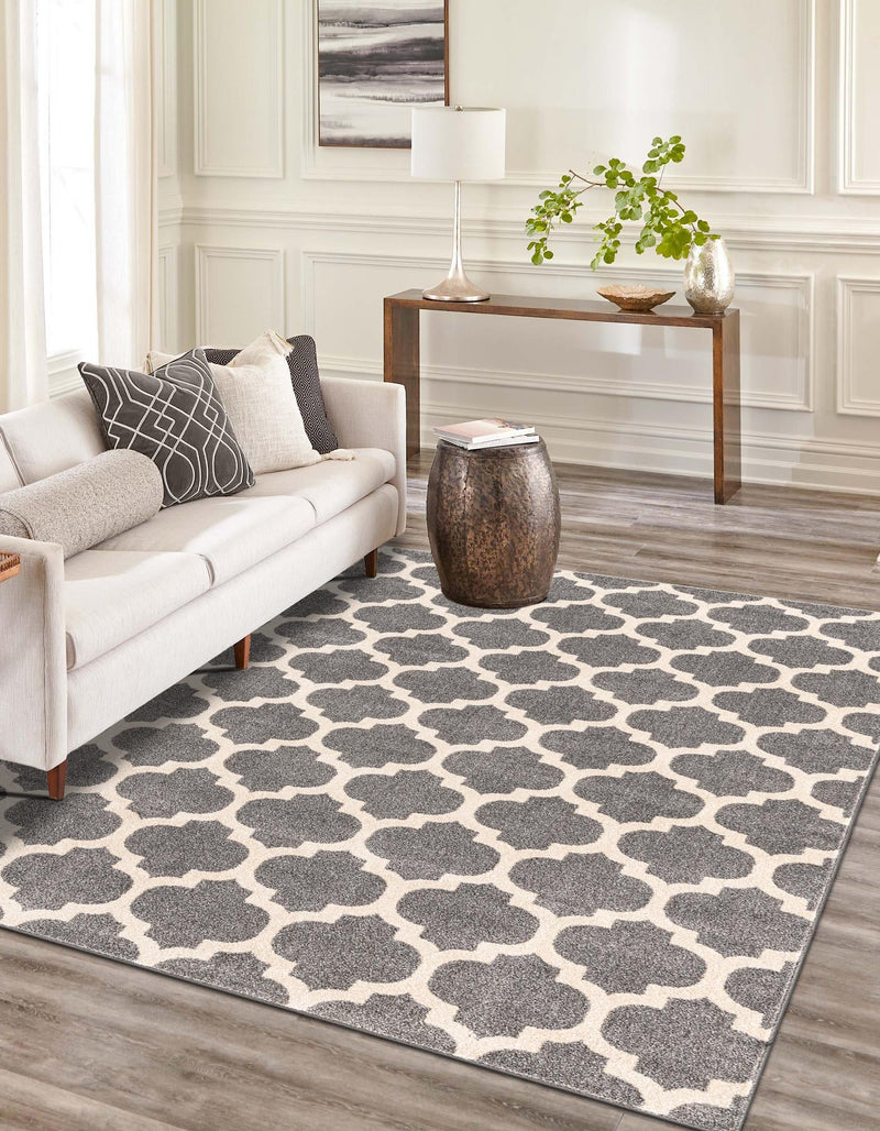Lattice Gardens Collection Area Rug - Bloomfield (Dark Gray) Rectangular Dark Gray lifestyle 45