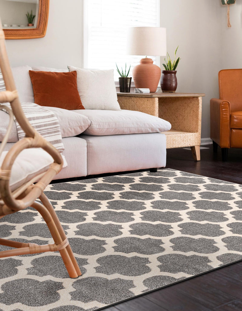 Lattice Gardens Collection Area Rug - Bloomfield (Dark Gray) Rectangular Dark Gray lifestyle 53