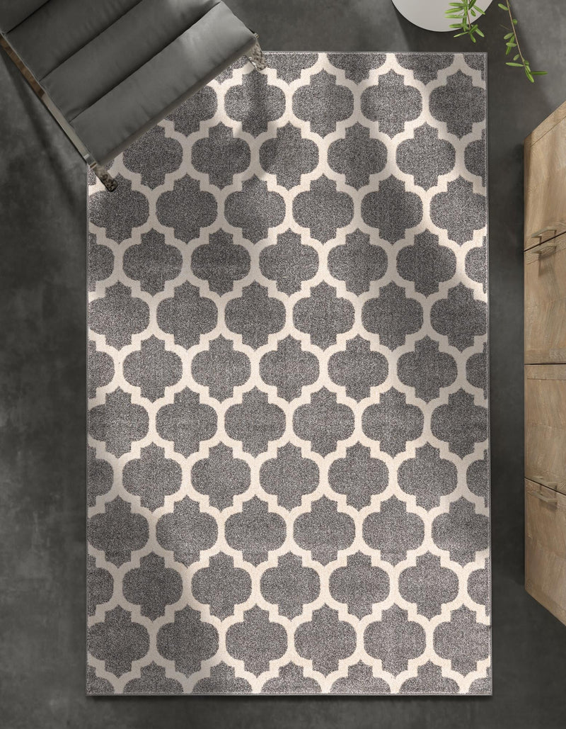 Lattice Gardens Collection Area Rug - Bloomfield (Dark Gray) Rectangular Dark Gray lifestyle 57